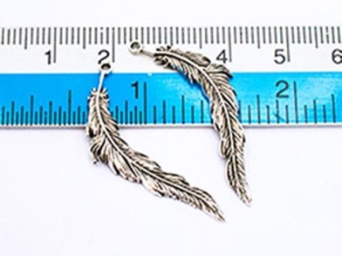 2 of 925 Sterling Silver Feather Pendants 5x34 mm.