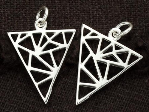 2 of 925 Sterling Silver Triangle Charms., Polish Finished