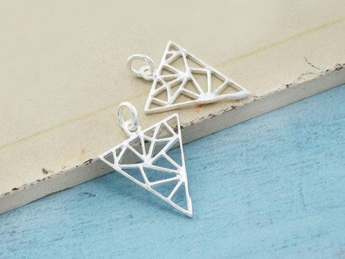 2 of 925 Sterling Silver Triangle Charms., Polish Finished