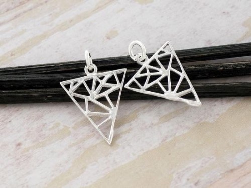 2 of 925 Sterling Silver Triangle Charms., Polish Finished