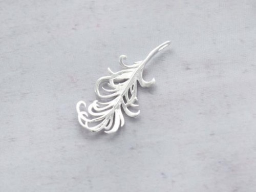 1 of 925 Sterling Silver Feather Pendant 14x30mm. Polish Finished.