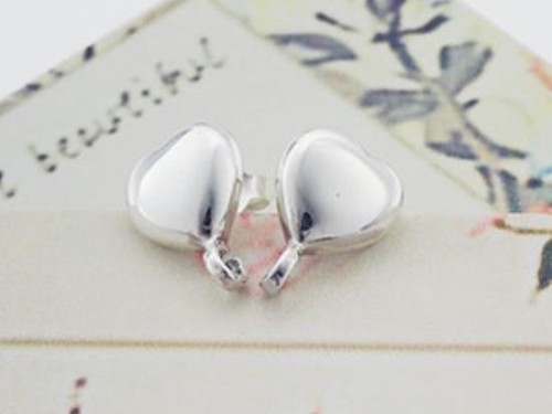 2 pairs of 925 Sterling Silver Heart Earrings Post Findings 8.5 mm., with opened Loop