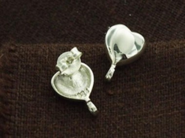 925 Sterling Silver Heart Earrings Post Findings 8.5 mm.,