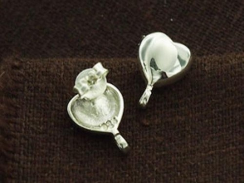 2 pairs of 925 Sterling Silver Heart Earrings Post Findings 8.5 mm., with opened Loop