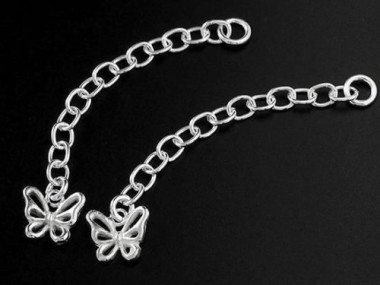 Sterling Silver Extension Link Chains 1.5 inches with Butterfly Charm