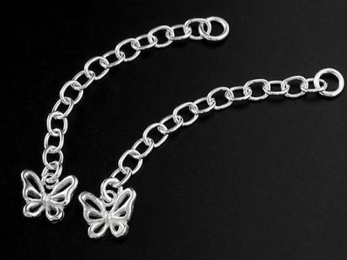 2 of 925 Sterling Silver Extension Link Chains 1.5 inches with Butterfly Charm