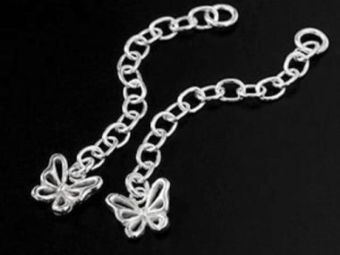 Sterling Silver Extension Link Chains 1.5 inches with Butterfly Charm