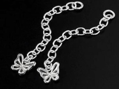 2 of 925 Sterling Silver Extension Link Chains 1.5 inches with Butterfly Charm