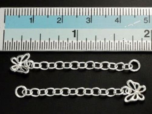 2 of 925 Sterling Silver Extension Link Chains 1.5 inches with Butterfly Charm