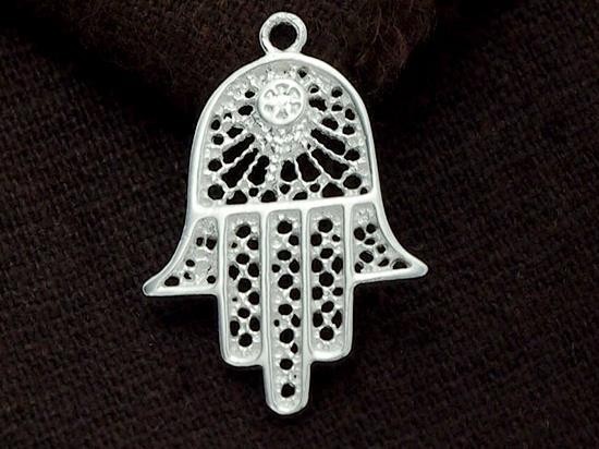 1 of 925 Sterling Silver Hand Of Fatima Pendant 18x24mm.