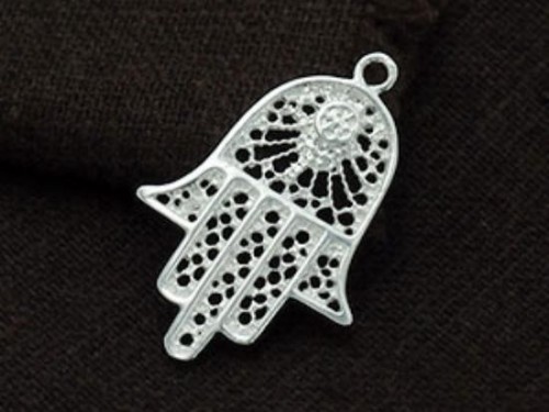 1 of 925 Sterling Silver Hand Of Fatima Pendant 18x24mm.