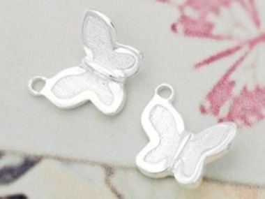 925 Sterling Silver Tiny Butterfly Charms 7x9mm.