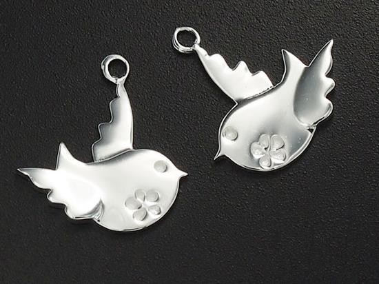 2 of 925 Sterling Silver Bird Charms 14x15mm. Polished Finish