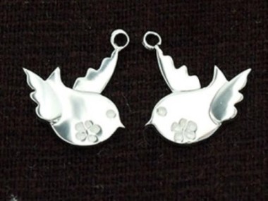 925 Sterling Silver Bird Charms 14x15mm.