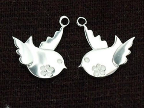 2 of 925 Sterling Silver Bird Charms 14x15mm. Polished Finish