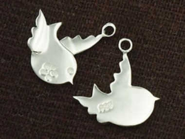 925 Sterling Silver Bird Charms 14x15mm.