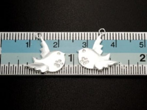 2 of 925 Sterling Silver Bird Charms 14x15mm. Polished Finish