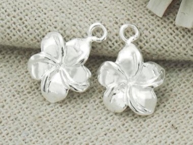 2 of 925 Sterling Silver Flower Charms 11mm. Polish Finish