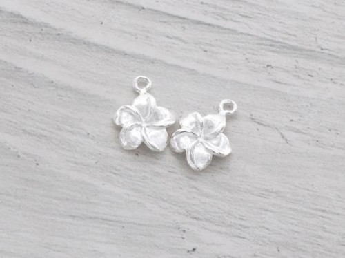 2 of 925 Sterling Silver Flower Charms 11mm. Polish Finish