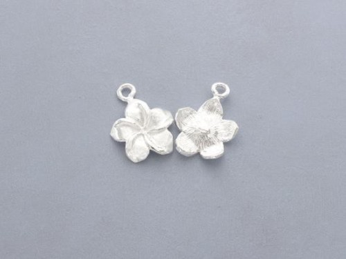 2 of 925 Sterling Silver Flower Charms 11mm. Polish Finish