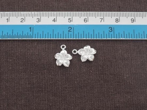 2 of 925 Sterling Silver Flower Charms 11mm. Polish Finish