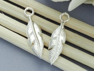 925 Sterling Silver Tiny Feather Charms 4x13mm.