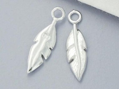 925 Sterling Silver Tiny Feather Charms 4x13mm.