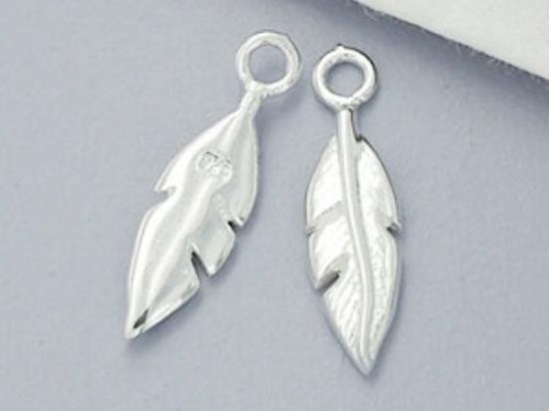 2 of 925 Sterling Silver Tiny Feather Charms 4x13mm.