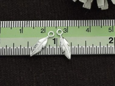 925 Sterling Silver Tiny Feather Charms 4x13mm.