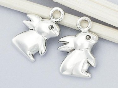 2 of 925 Sterling Silver Bunny Charms 9x11mm. Polished Finish