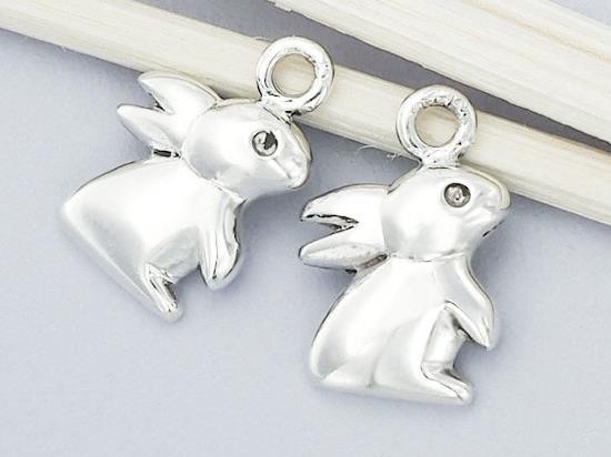 2 of 925 Sterling Silver Bunny Charms 9x11mm. Polished Finish