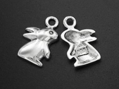 925 Sterling Silver Bunny Charms 9x11mm.