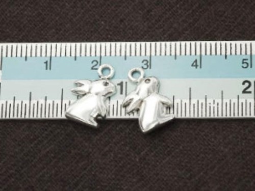 2 of 925 Sterling Silver Bunny Charms 9x11mm. Polished Finish