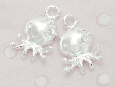 925 Sterling Silver Octopus Charms 8.5x11mm.