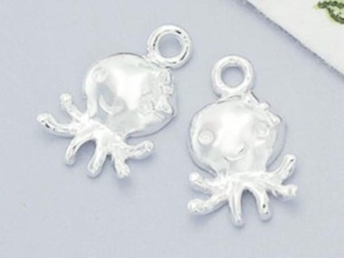 925 Sterling Silver Octopus Charms 8.5x11mm.