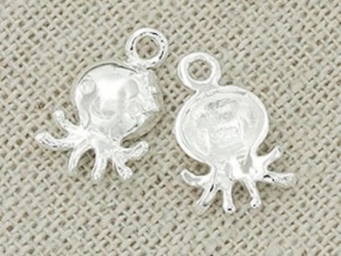 925 Sterling Silver Octopus Charms 8.5x11mm.