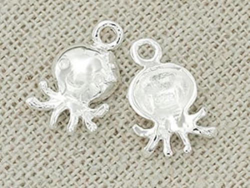 2 of 925 Sterling Silver Octopus Charms 8.5x11mm. Tiny charms