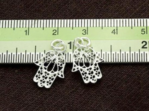 2 of 925 Sterling Silver Little Hamsa , Hand Of Fatima Charms 11x14 mm.