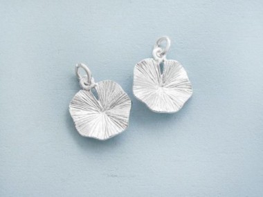 925 Sterling Silver Lotus Leaf Charms 14mm.