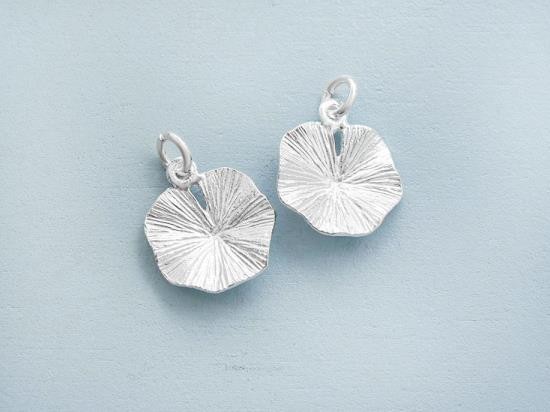 2 of 925 Sterling Silver Lotus Leaf Charms 14mm. Polish Finished