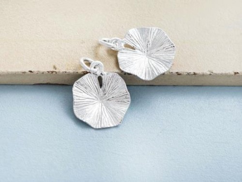 2 of 925 Sterling Silver Lotus Leaf Charms 14mm. Polish Finished