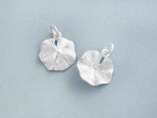 2 of 925 Sterling Silver Lotus Leaf Charms 14mm. Polish Finished