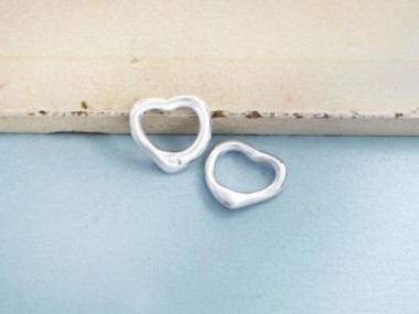 925 Sterling Silver Heart Links , Connectors 11x10 mm.