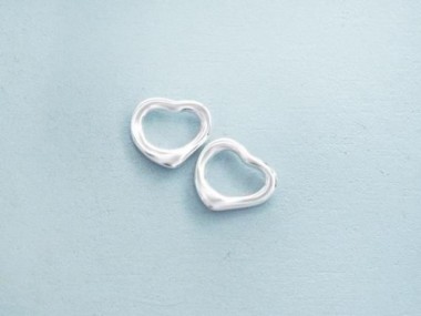 925 Sterling Silver Heart Links , Connectors 11x10 mm.