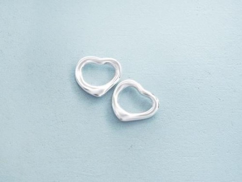 2 of 925 Sterling Silver Heart Links , Connectors 11x10 mm.