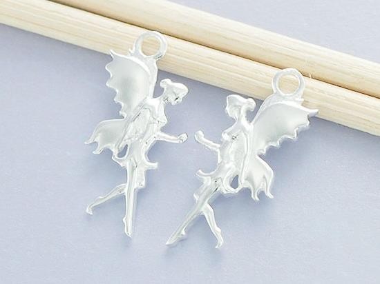 2 of 925 Sterling Silver Fairy Charms 8x18mm. Polish Finished