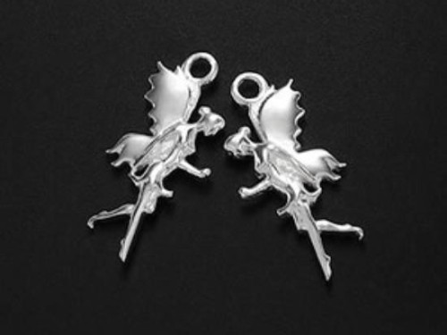 2 of 925 Sterling Silver Fairy Charms 8x18mm. Polish Finished