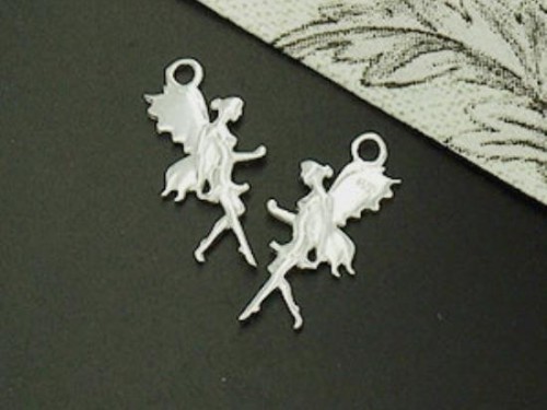 2 of 925 Sterling Silver Fairy Charms 8x18mm. Polish Finished