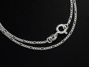 925 Sterling Silver Figaro Chain Necklace 1.3 mm.