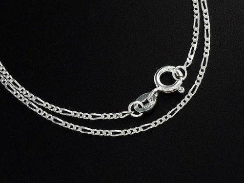 16 inches of 925 Sterling Silver Figaro Chain Necklace 1.3 mm. Delicate Chain